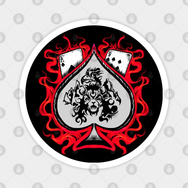 Ace of Spades red Magnet by Shawnsonart